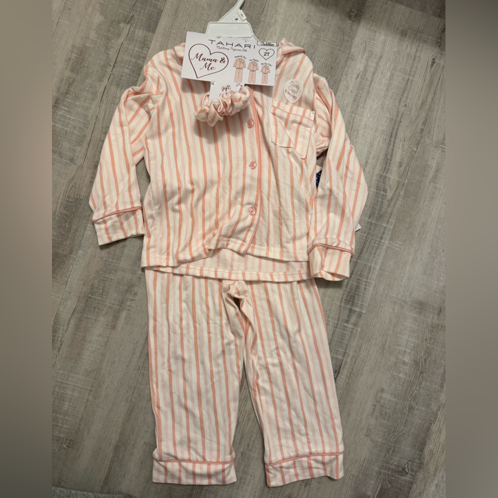 Tahari Kids Peach Striped Pajama Set